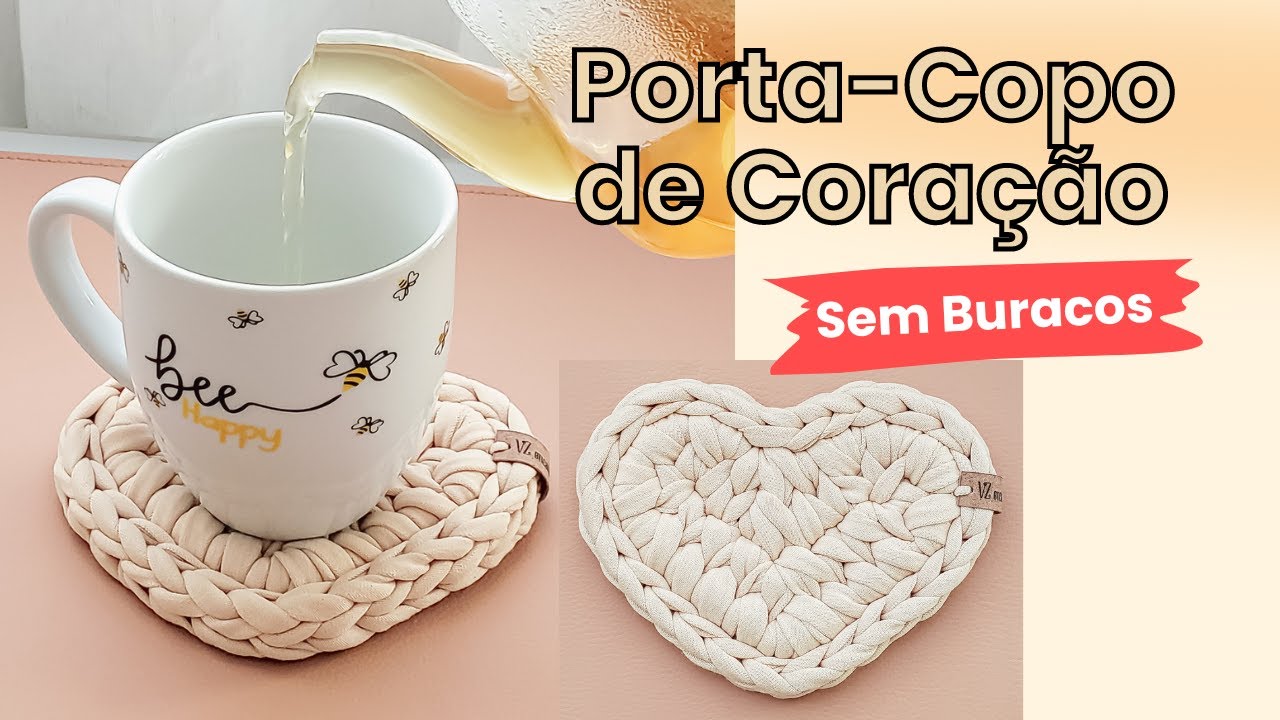 Porta Copo de Coração em Crochê para Iniciantes | Coração de Crochê Grande e Perfeito