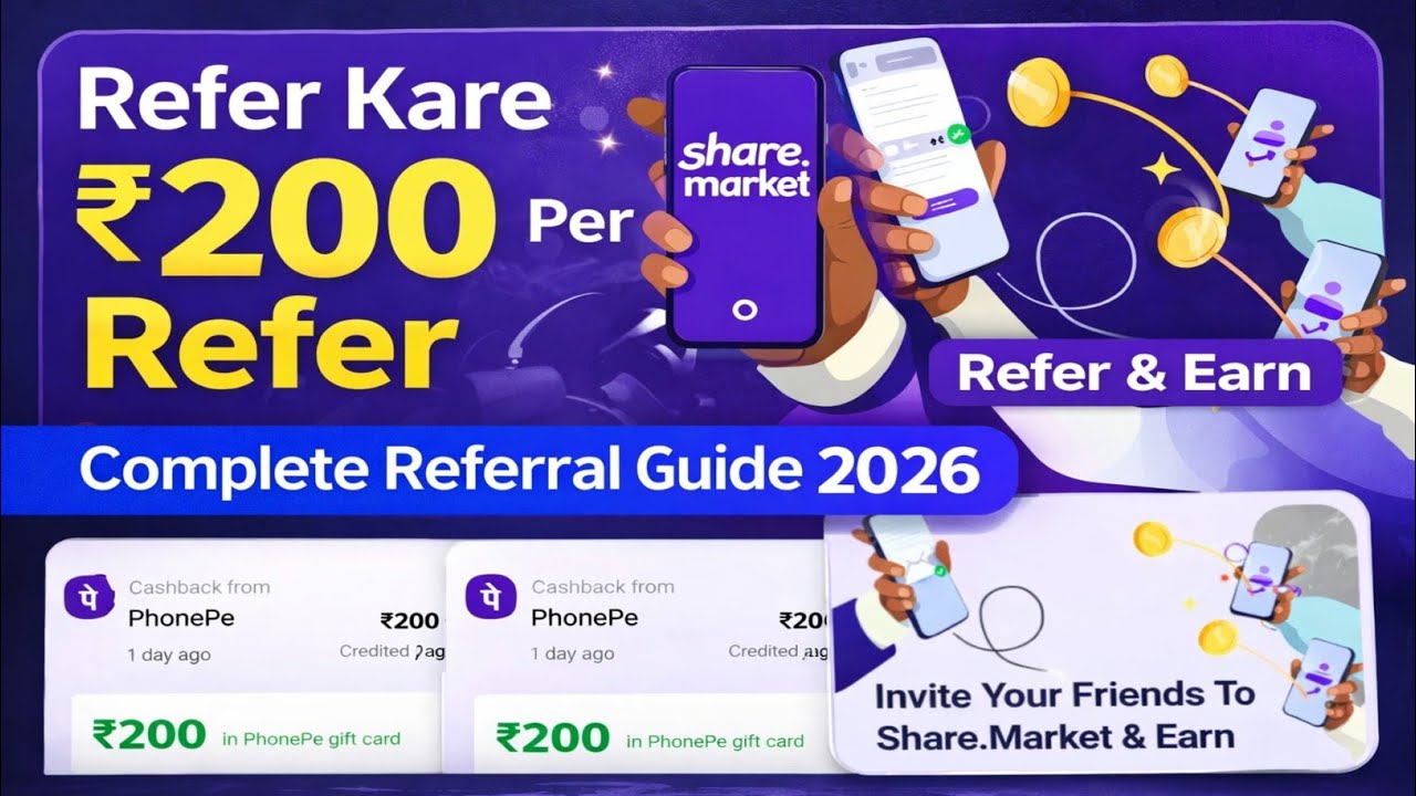 Share Market App Refer & Earn ₹200 | Step-by-Step Referral Guide 2026 | Legit & Safe Method