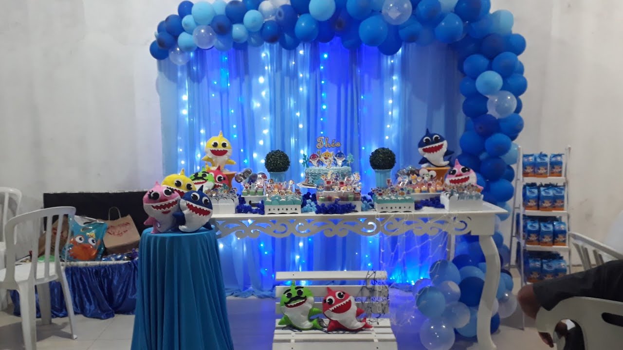 Preparativos festa BABY SHARK! Théo 2 anos! Parte 3. Decoração da mesa