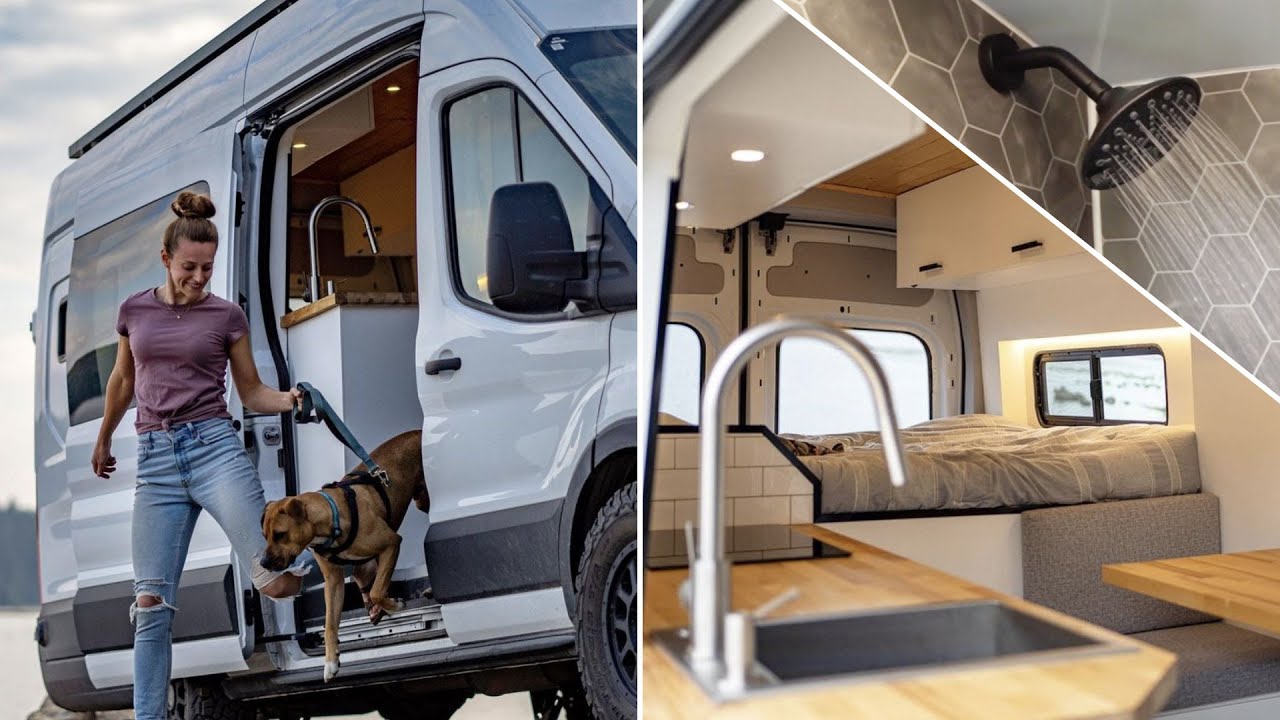 High-End Modern VAN CONVERSION w/ INCREDIBLE NEW Water-Efficient SHOWER System🚿🚐