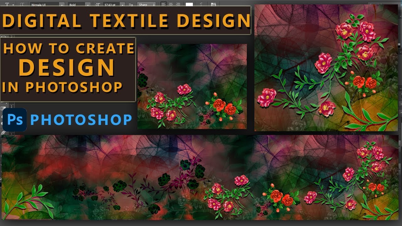 MAKE EASY DIGITAL SAREE DESIGN IN PHOTOSHOP | TEXTILE DESIGN FULL SAREE HOW TO MAKE IN PHOTOSHOP