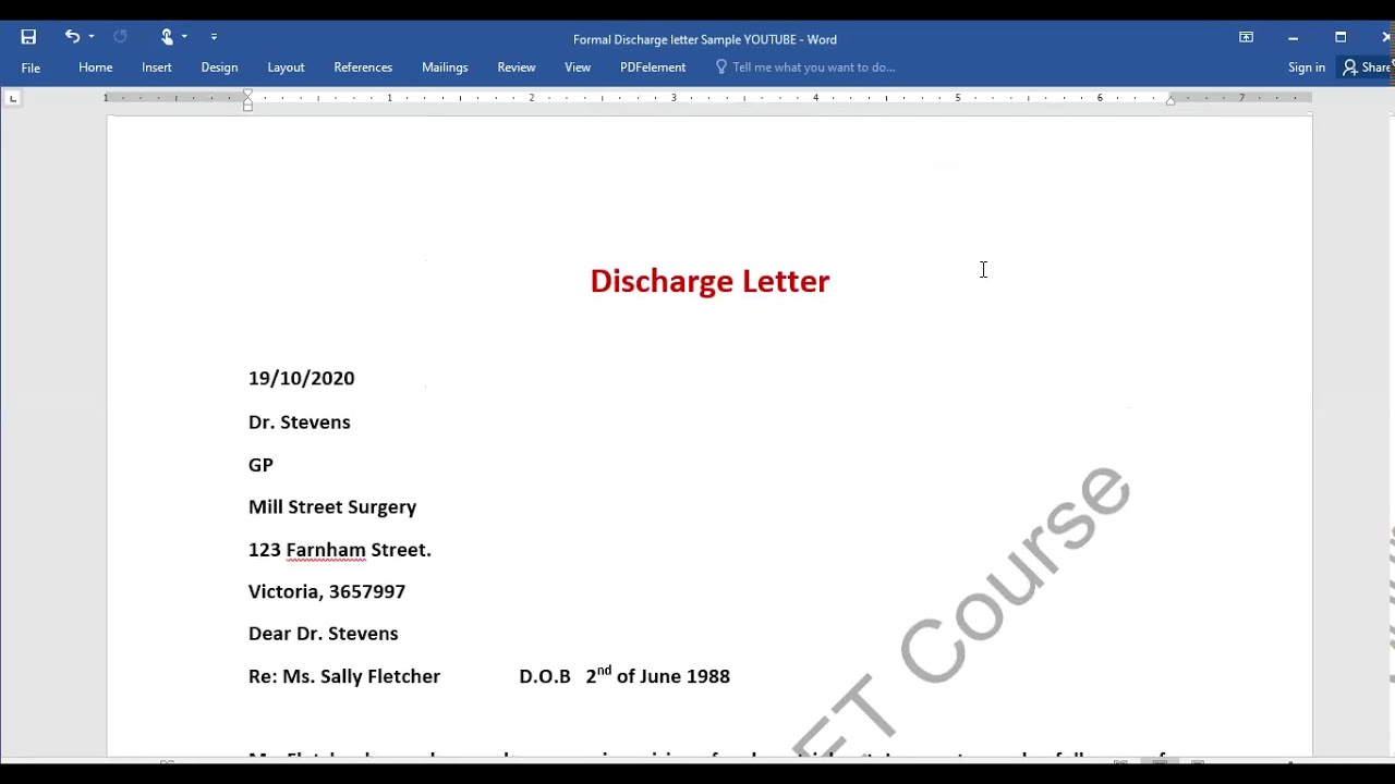 Discharge Letter (OET) by Dr. Fady Assem