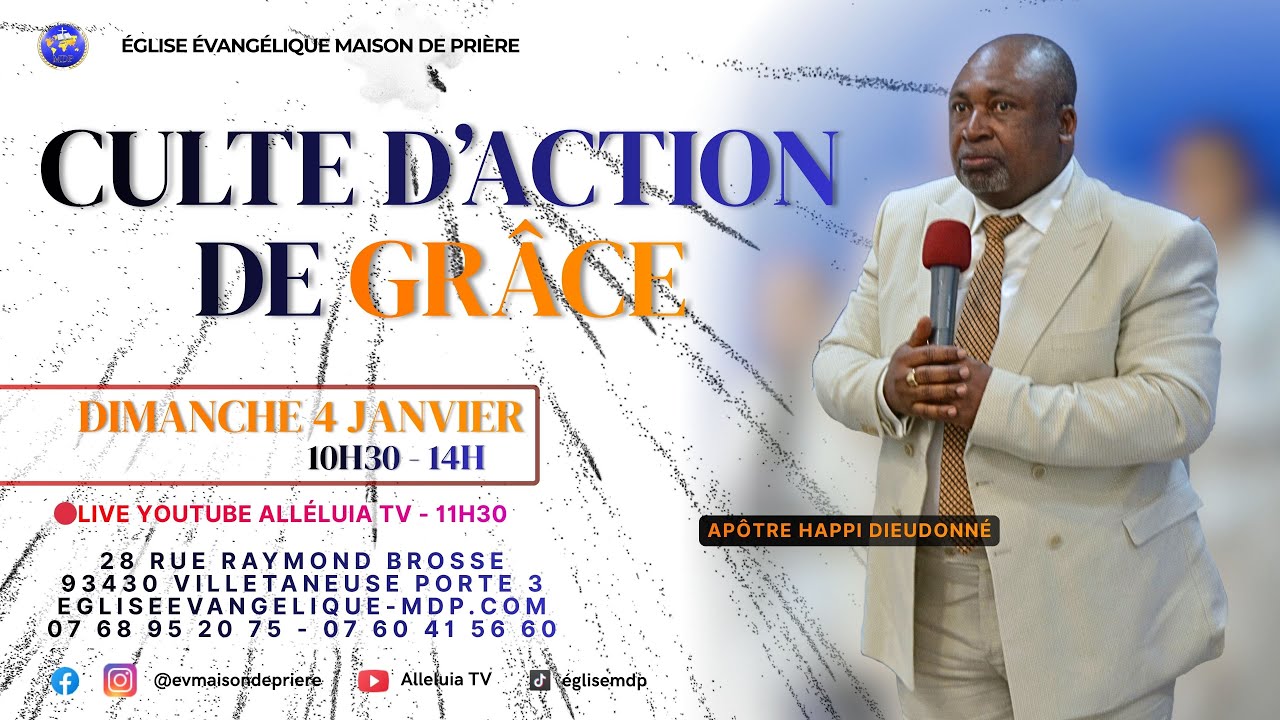 🔥 CULTE D’ACTION DE GRÂCE | Début d’Année Spirituel Puissant | Alléluia TV LIVE