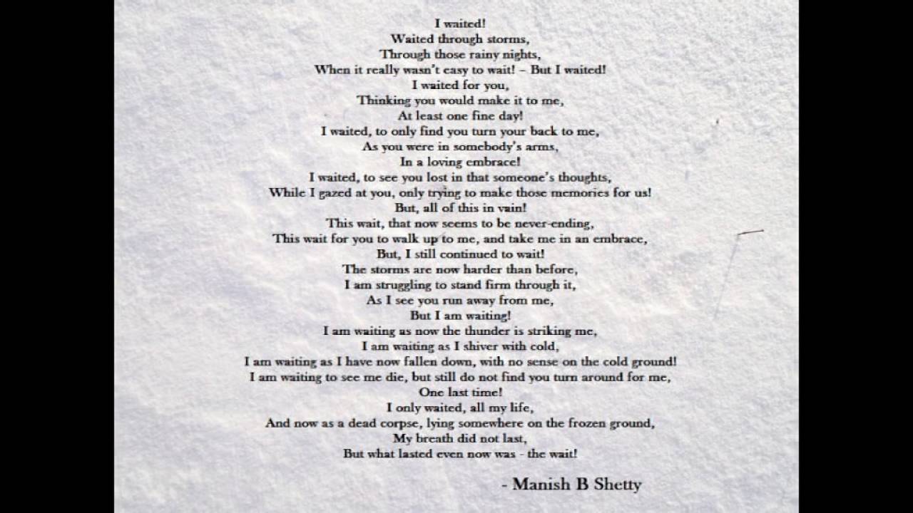 Love Poem - Wait - One Sided Love - Pastime Writer