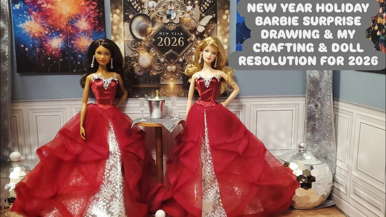 New Year surprise holiday Barbie drawing & my crafting & doll resolution for 2026