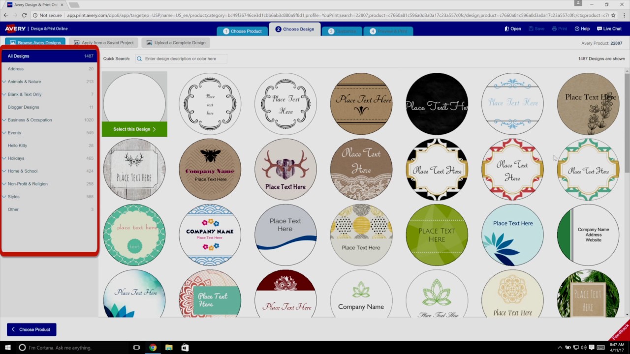 How to Choose a Design to Customize in Avery Design & Print Online