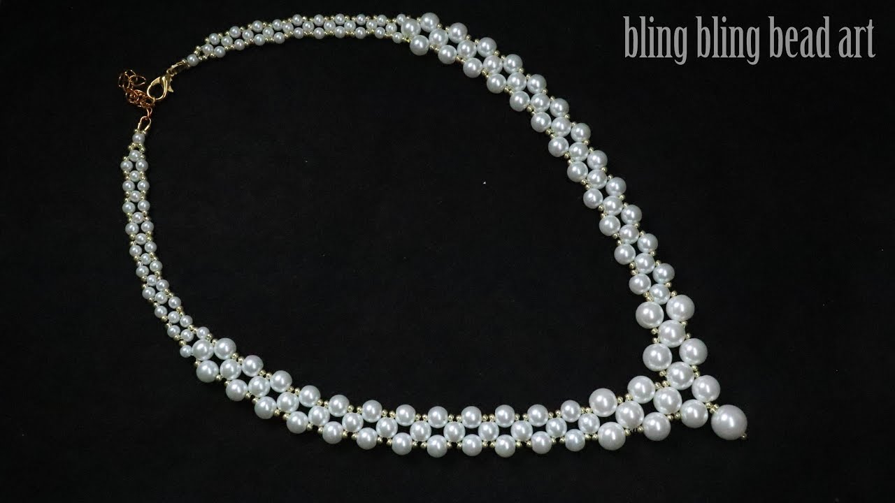 آموزش گردنبند مروارید ساده و ظریف Pearl necklace elegant and easy to make for beginners