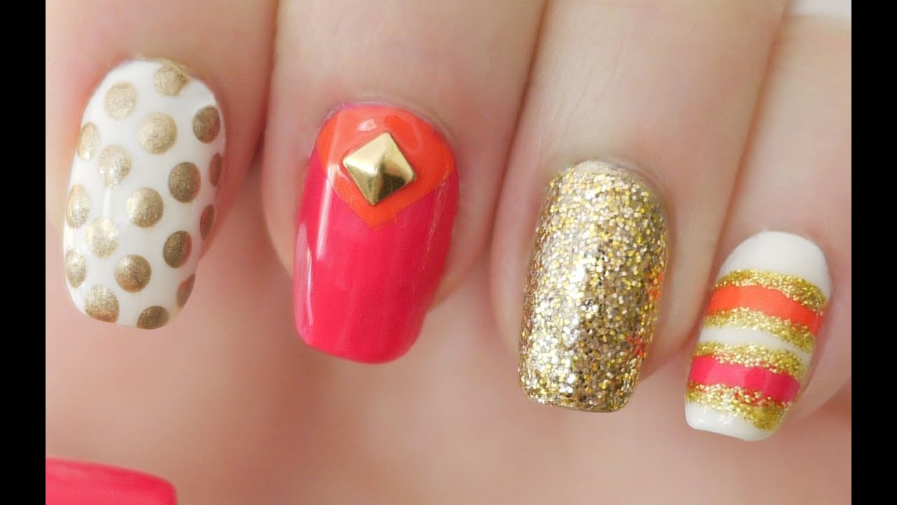 Pink & Orange Kate Spade Inspired Nails