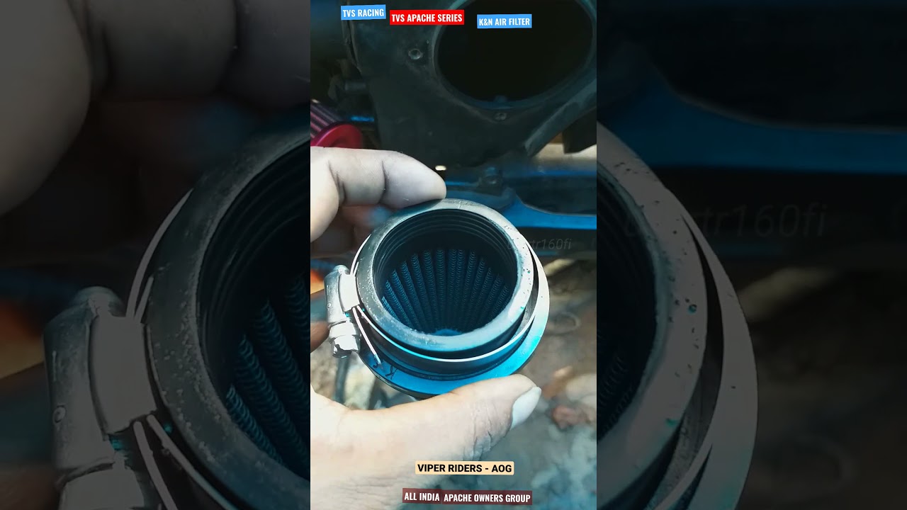 TVS APACHE RTR 160 180 K&N AIR FILTER OEM MODEL INSTALLATION  VIPER RIDERS - AOG  TVS RACING STATUS