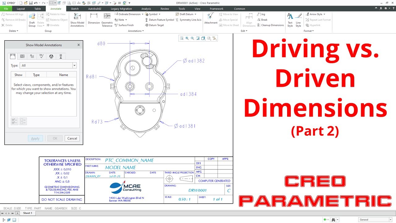 Creo Parametric - Drawings | Driving vs. Driven Dimensions (Part 2)