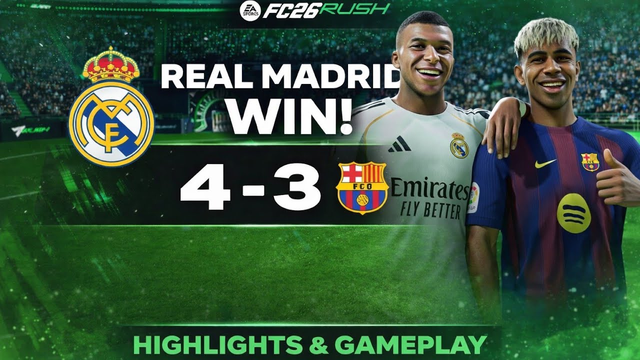 FC 26 Rush Real Madrid vs Barcelona 4:3 Highlights Gameplay play station 5 