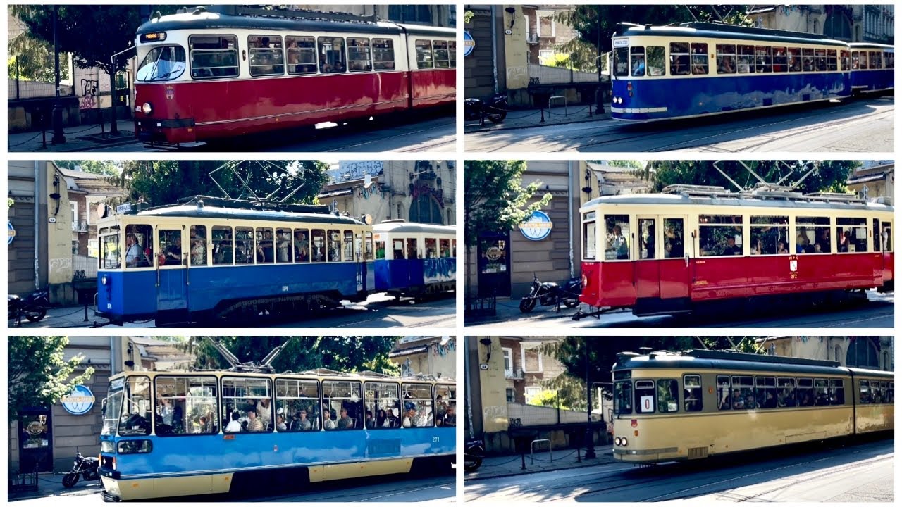 2023 parade of vintage and modern trams in KRAKOW | Parada zabytkowych i współczesnych tramwajów