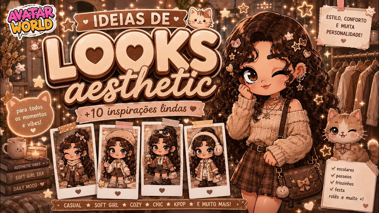 Tutorial de looks Aesthetic com Itens grátis no Avatar World.