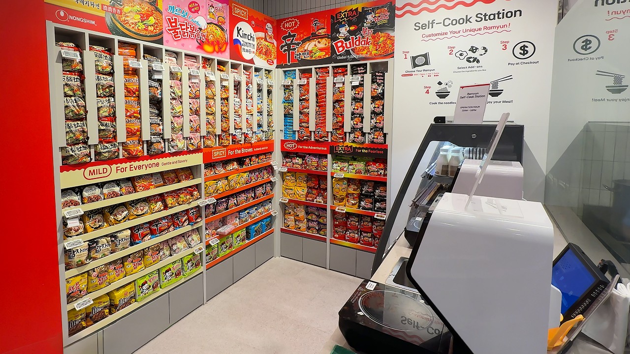 D.I.Y. Ramen Station at a Mini Korean Supermarket