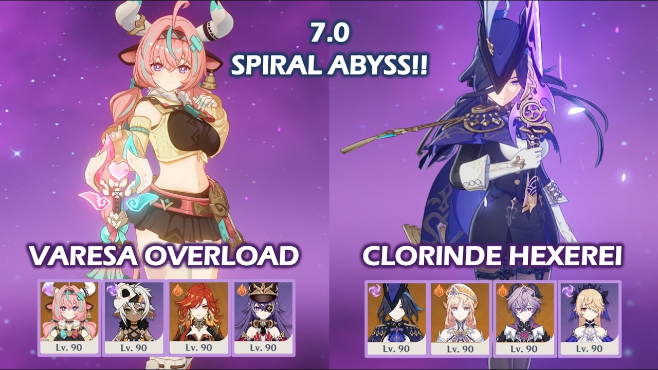 7.0 Spiral Abyss!! | Varesa Overload & Clorinde Hexerei | Genshin Impact