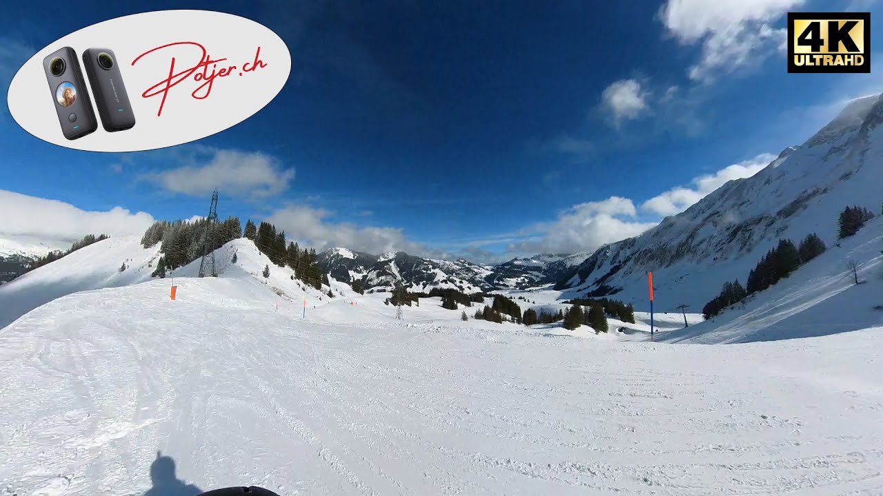 Ski fahren Skigebiet Sörenberg - Hinter Schwarzenegg | Rossweid ins Tal zur Gondel 4k | Entlebuch