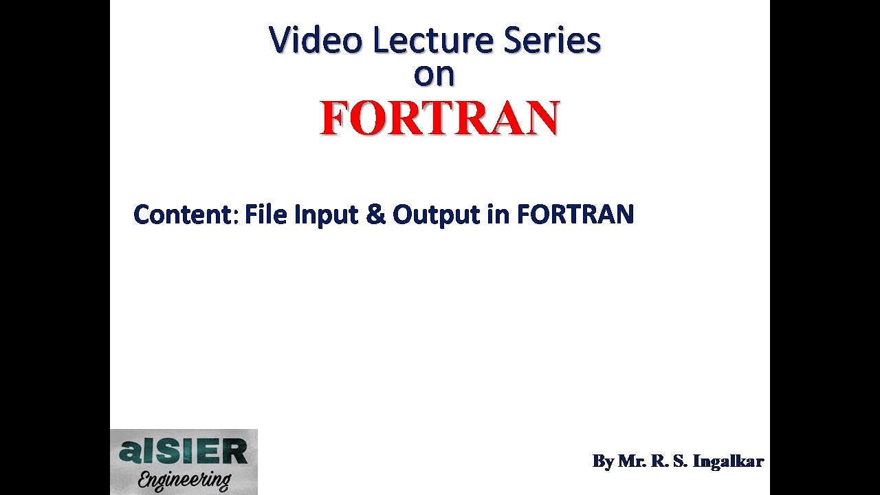 15. File Input Output in FORTRAN