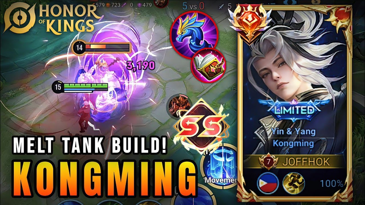 MELT TANK! Unstoppable Kongming Mid Lane Gameplay in Honor of Kings | Best Build!