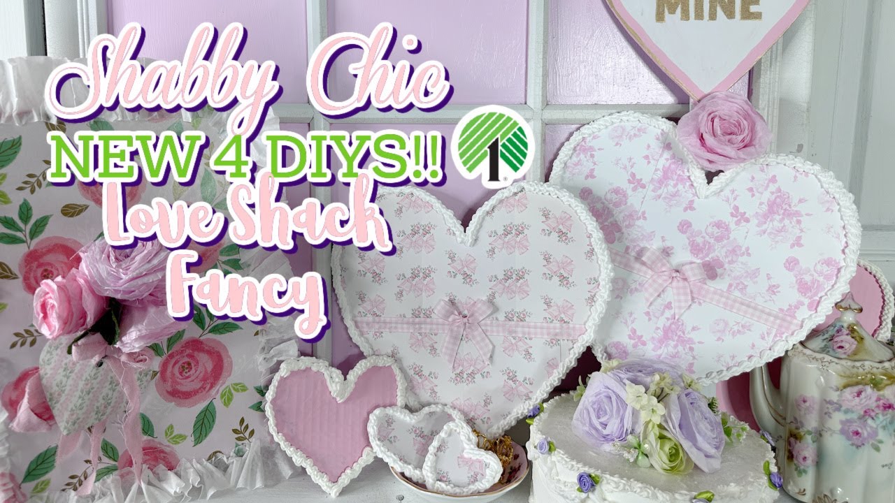 💗NEW!! 4 DIY DOLLAR TREE Love Shack Fancy~Shabby Chic VALENTINES DECOR CRAFTS💗Olivias Romantic Home