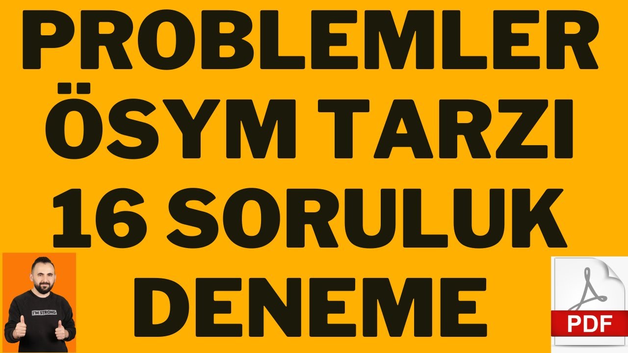 Problemler TAM ÖSYM'LİK  DENEME | + PDF ( 16 SORU ) #problemler 2024 TYT DGS KPSS ALES