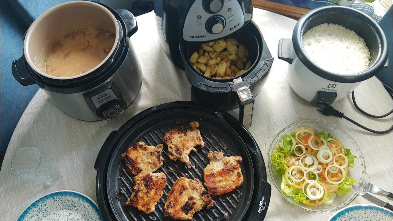 Almoço completo feito só com panelas elétricas.Vídeo #1