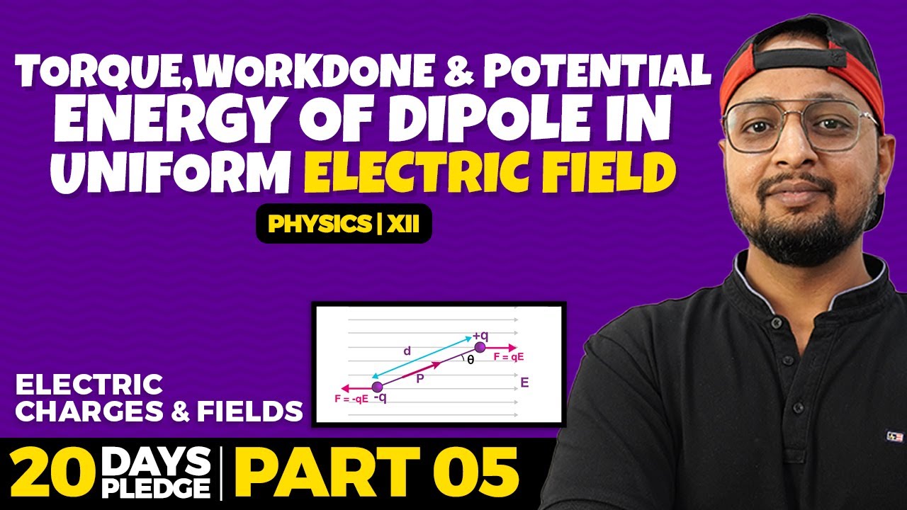 5. Torque, Work done, and Potential energy of Dipole in uniform Electric Field | Pledge 2023 | CBSE
