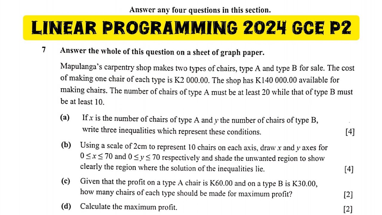 Линейное программирование 2024 GCE, экзаменационная работа 2 | Максимальная прибыль | Математика ...