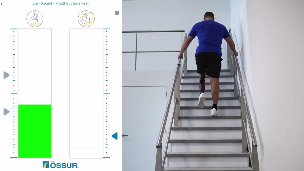 Stair Ascent Step Over Step &ndash; Two Hand Support (Navii Functional Training - Ossur Logic App)