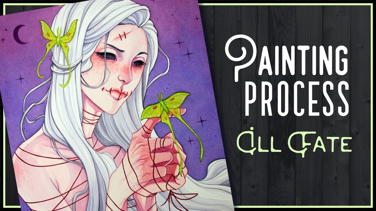 My Watercolor Painting Process for ☽ Ill Fate ☾