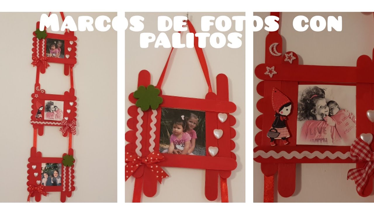 Marcos de fotos con palitos.