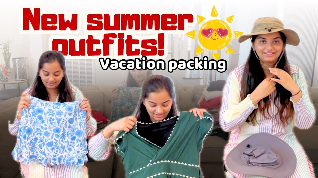 Maa new summer outfits with details vacation packing | Telugu Family Vlogs in USA | English Subs|A&C