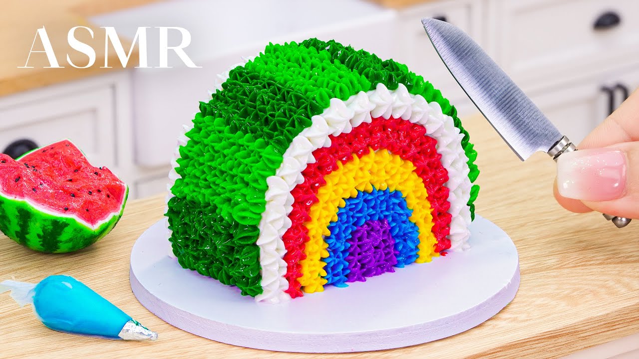 Cake Decorating Ideas: Watermelon Rainbow Cake🌈Amazing Miniature Rainbow Cake Recipe