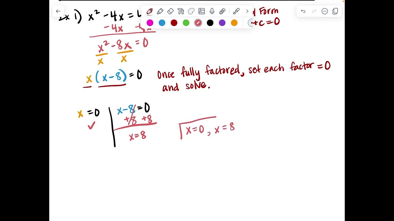 Solving Quadratic Equations by Factoring