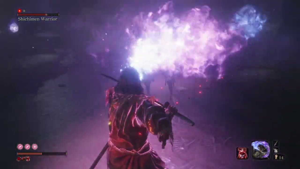 Sekiro: Shichimen Warrior vs Lazulite Sacred Flame (ft Sakura Dance + Anti Air deathblow)