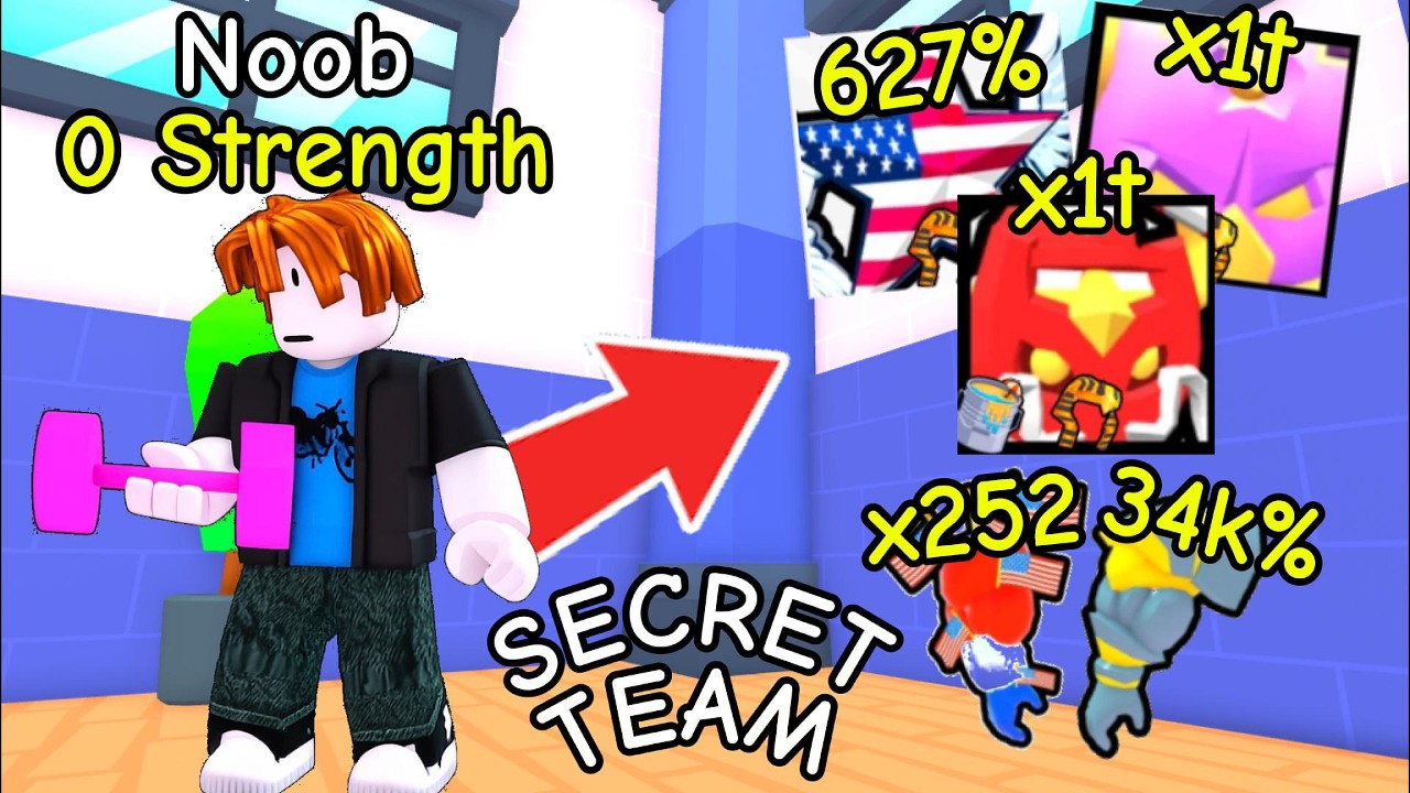 Начинаем заново как НОВИЧОК с САМОЙ СИЛЬНОЙ секретной командой в Roblox Arm Wrestle Simulator.