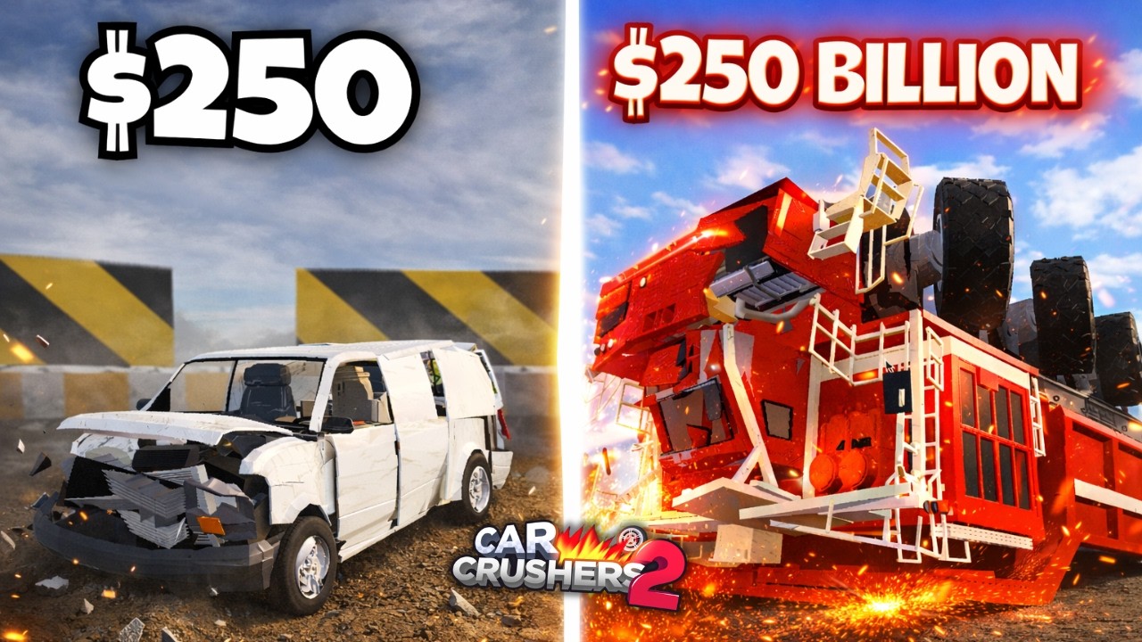 Авария на сумму 250 против 250 миллиардов долларов в Car Crushers 2! Roblox
