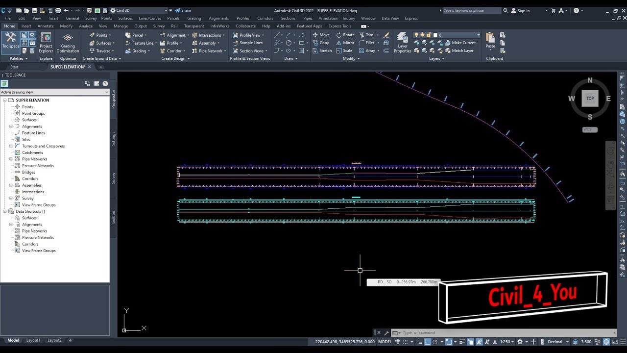تحويل السوبر إيليفيجن من أوتوكاد إلى Civil 3D بطريقة مبسطة