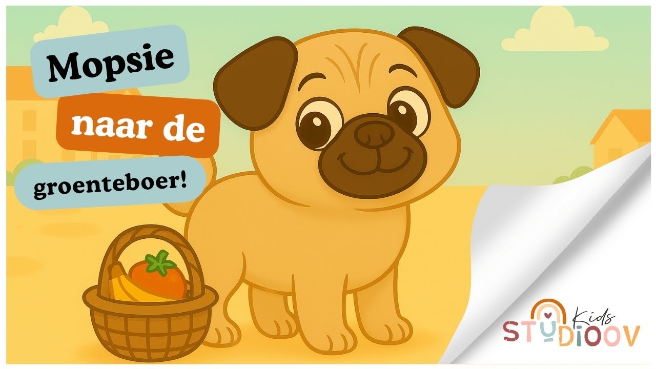 🛍️ Mopsie de Mopshond gaat naar de groenteboer 🥕🍎 | Leren over groente en fruit | Studioov Kids