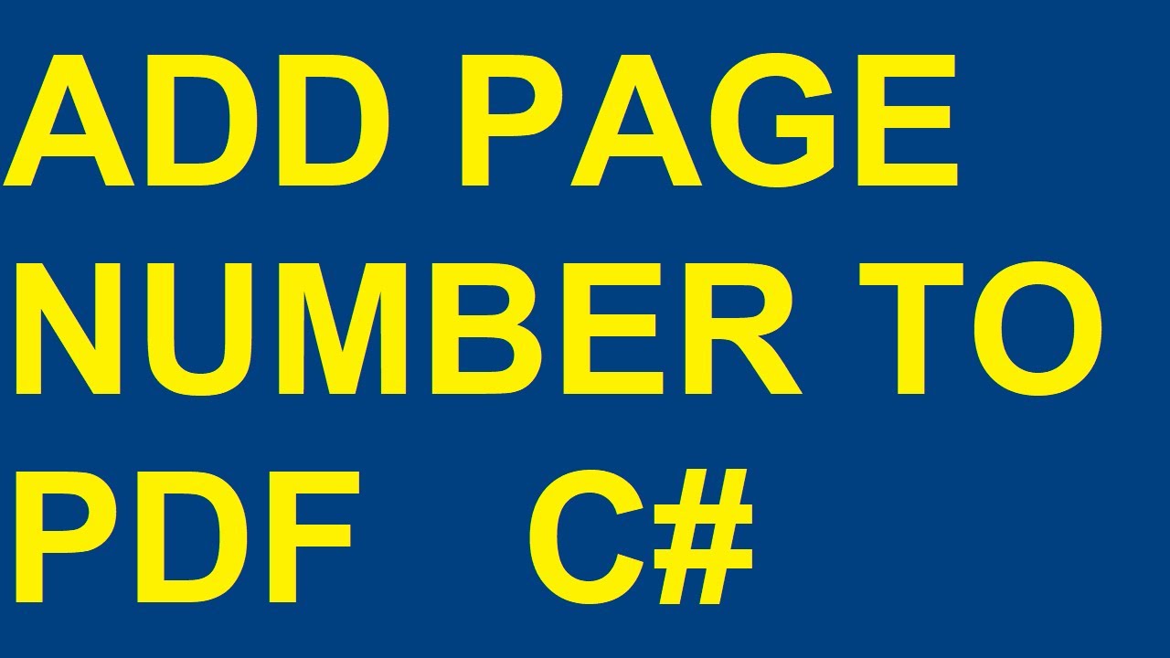 How to Add Page Number in PDF Created with ASP.NET C#
