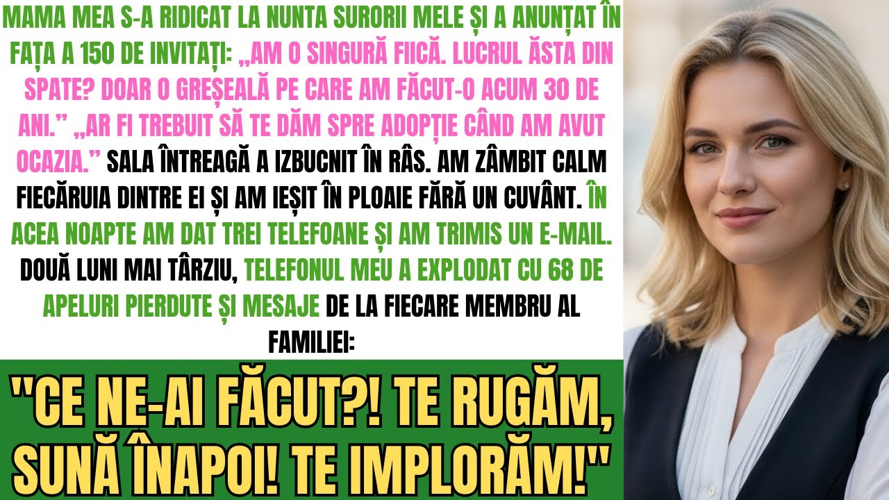 Mama Mea M-A Umilit La Nunta Surorii Mele — Două Luni Târziu, Telefonul Meu A Explodat De Apeluri