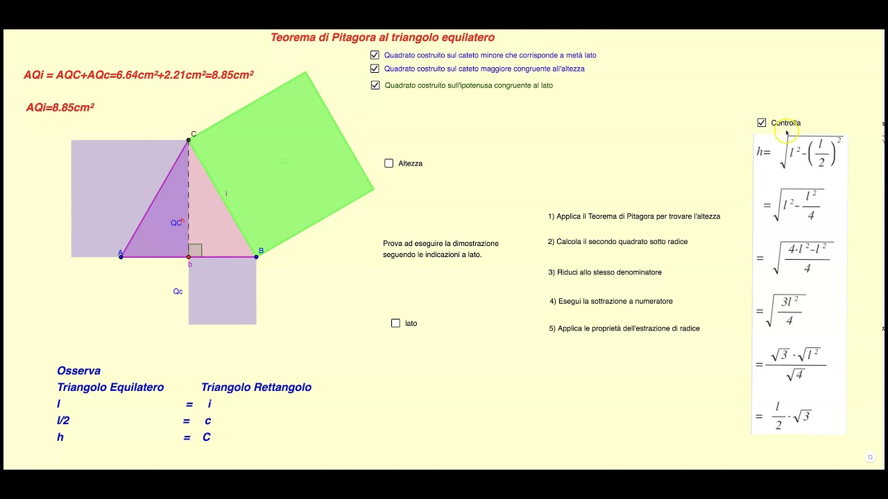 Teorema di Pitagora al triangolo equilatero