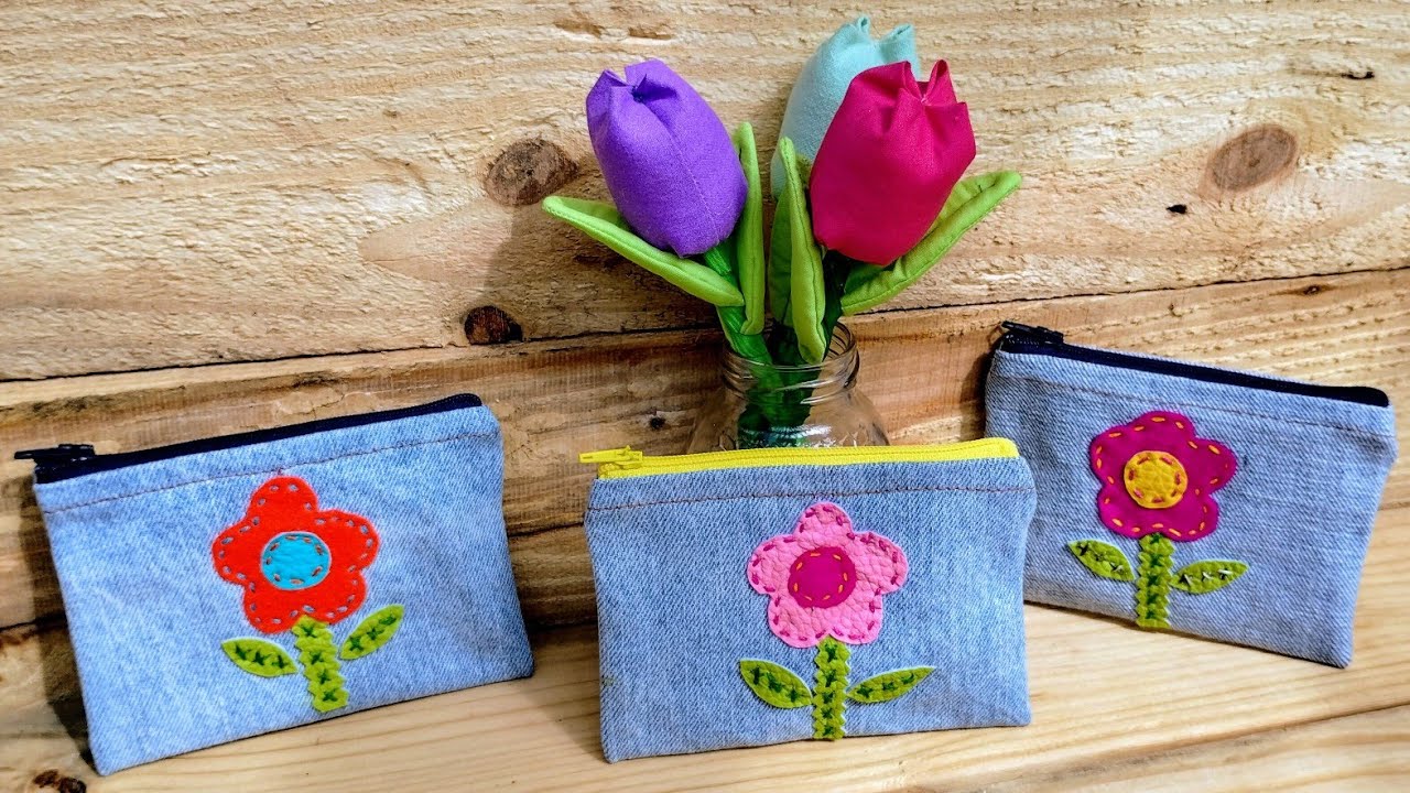 MONEDEROS PARA PRINCIPIANTES / MONEDEROS DE JEANS RECICLADOS