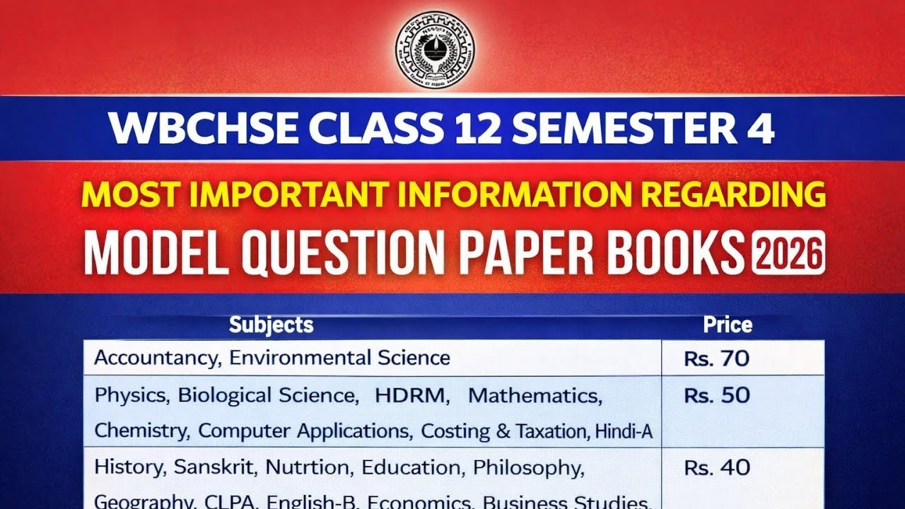 Wbchse class 12 semester 4 model question paper books 2026//model question paper semester 4 class 12