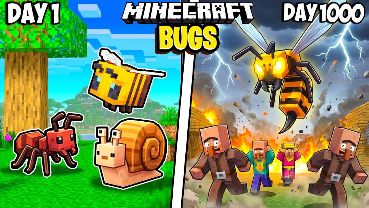 I Survived 1000 Days as BUGS in Minecraft