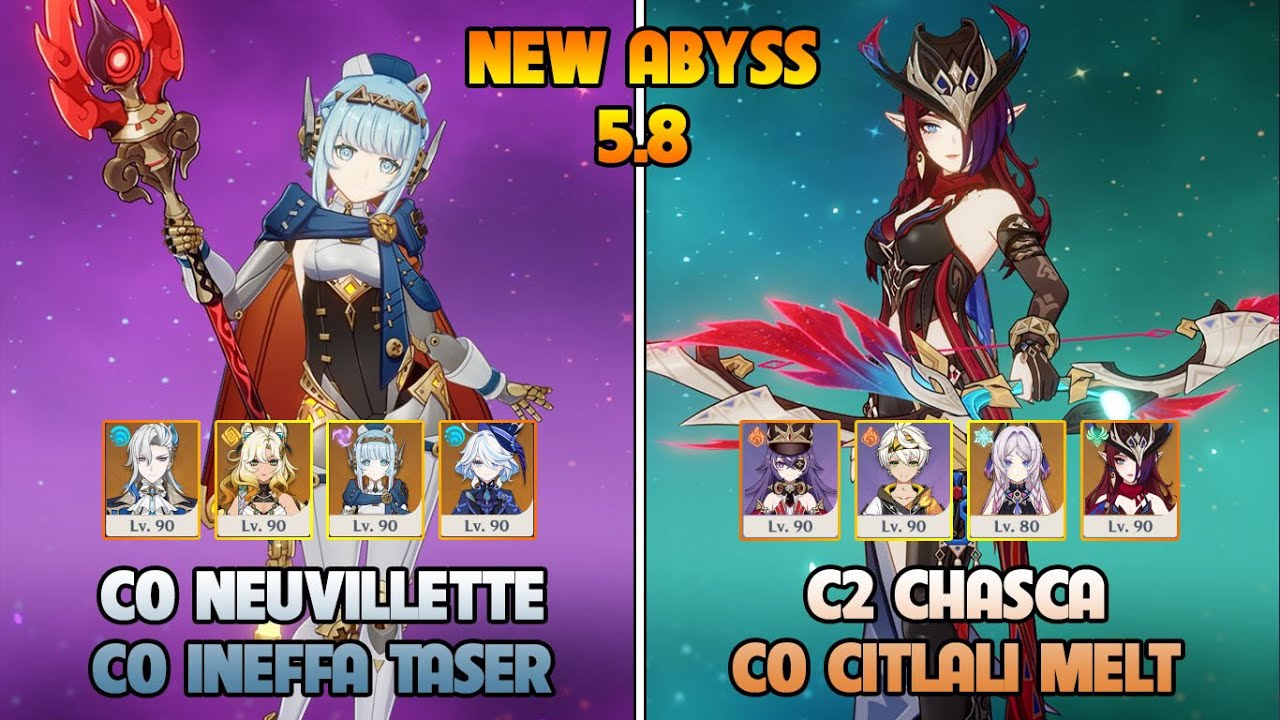New SPIRAL ABYSS 5.8 C0 Ineffa C0 Neuvillette Lunar Taser - C2 Chasca Melt