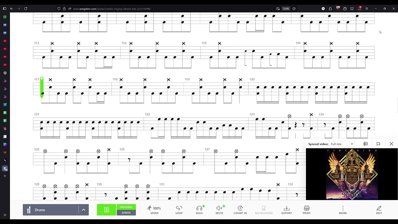 Ringing Bloom / Roselia (Drum Sheet)