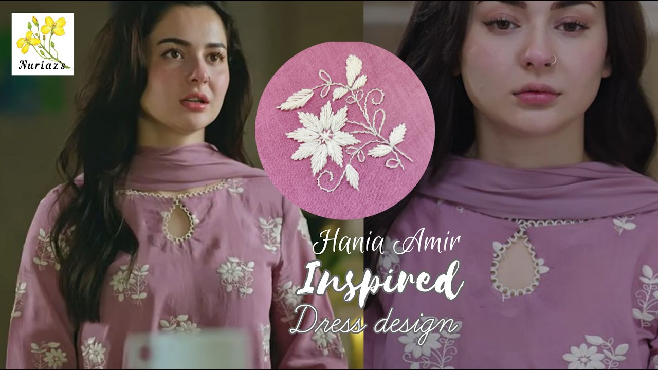 Hania Amir inspired dress design, অল ওভার হাতের কাজের ডিজাইন, All over hand embroidery design