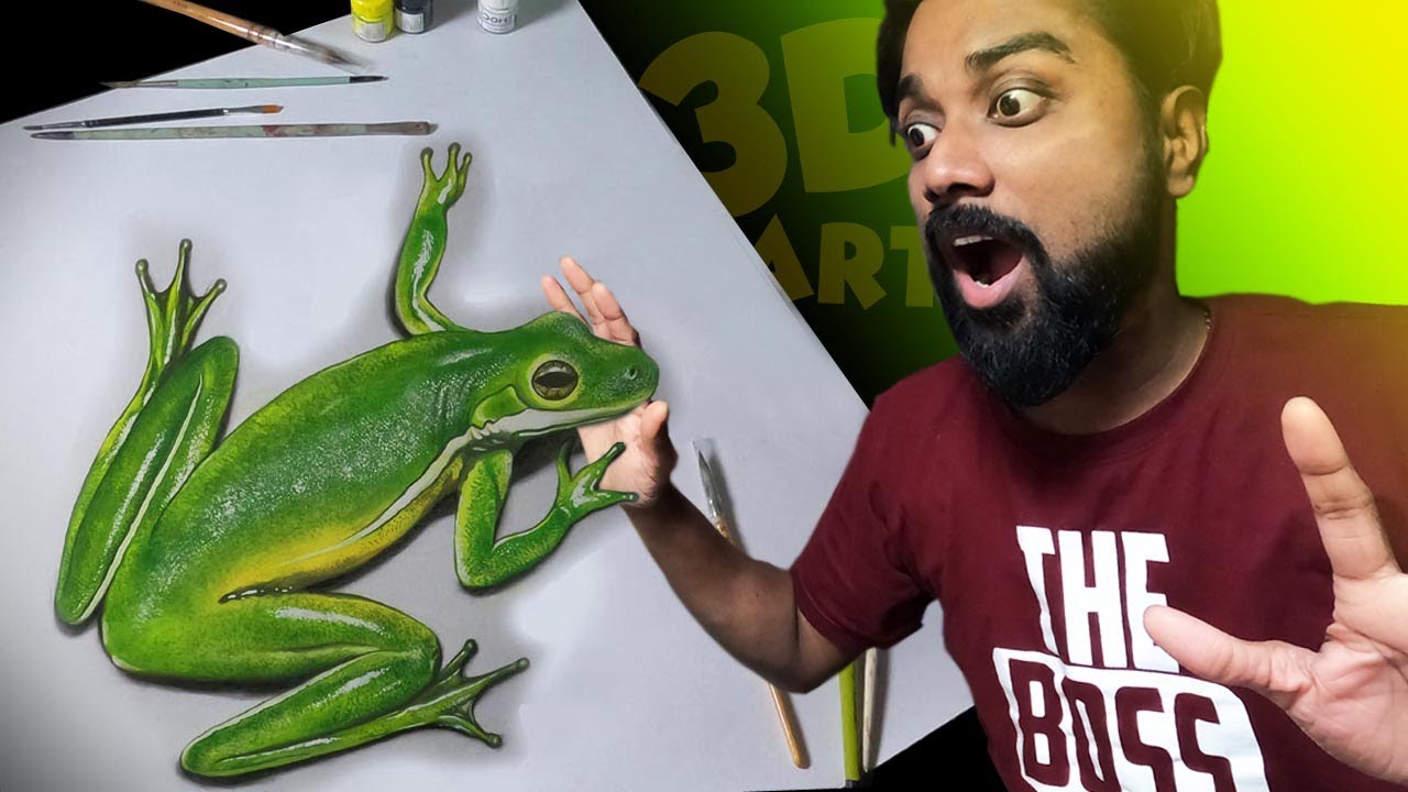 How to Make 3D Drawing | 3D Frog Drawing