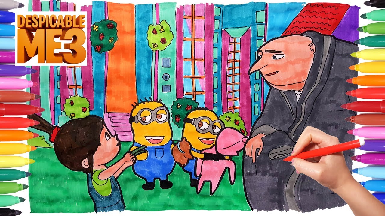 DESPICABLE ME 3 MINIONS Coloring Pages | How to Draw and Color Minions | Painting for Kids