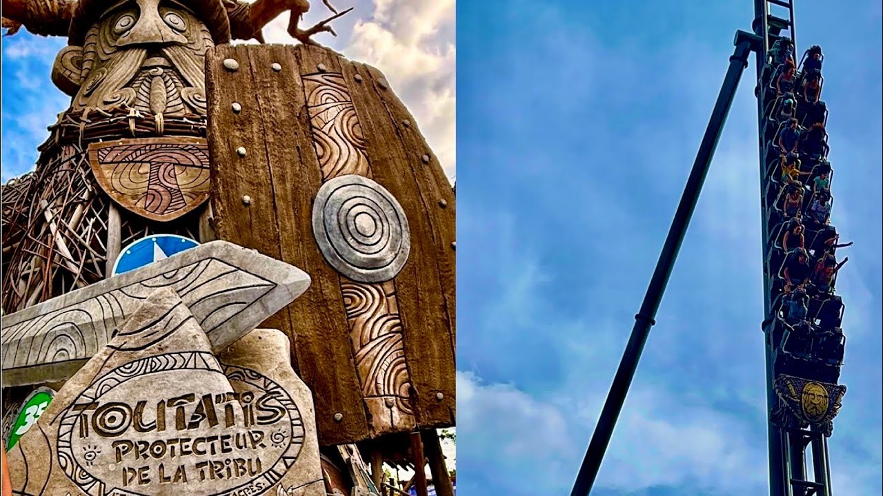 Toutatis POV (Front Row) – incredible Intamin  Multi-Launch Coaster at Parc Astérix